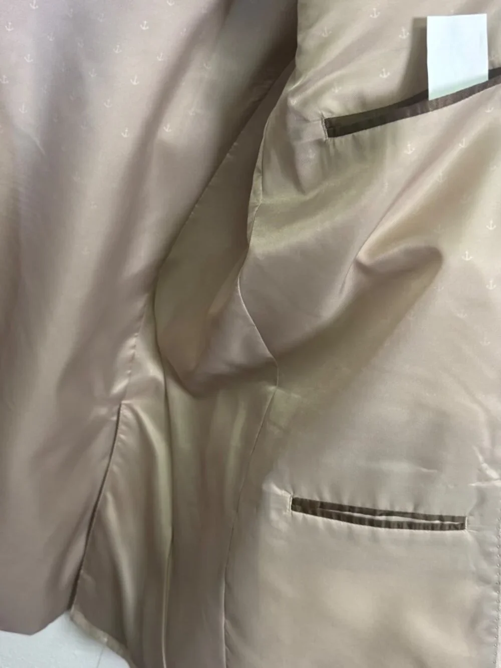 Tommy Hilfiger 44L Tan Linen Sport Coat Modern Fit Summer Wedding Blazer Preppy